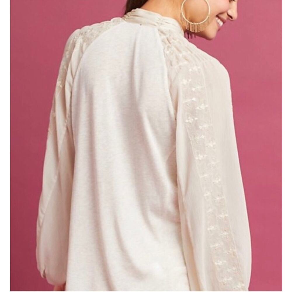 Anthropology Tink Embroidered Beige Blouse - Picture 2 of 8